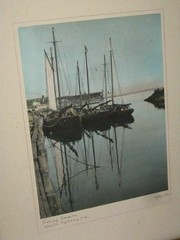 N Sydney Nova Scotia Cape Breton Canada «Fishing Smacks» Hand Colored Photo Rice