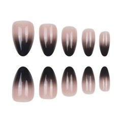 30 Pack French Black Press On Nails Short Almond Acrylic Stick On Nails…