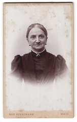 Photograph Max Hennemann, forest, portrait elderly lady in black dress with Br