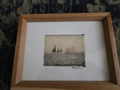 Vintage Framed Photo «Tall Ships» Signed By Tulla Booth 9″X7″