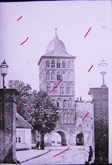 Lübeck Castle Gate with Brown Garden around 1920 Historical Glass Picture