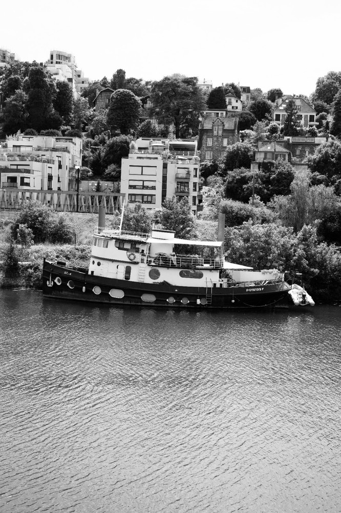 Printing Photo Analogue Black And White Boat Island Seguin 7 7/8X11 13/16in