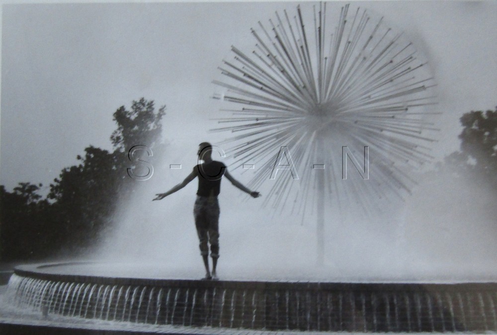 Vintage Gay Interest 5 x 7 Real Photo- Framed- Man- Water Fountian- Starburst