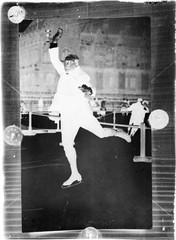 glass negative, strange antique reproduction, funny man skating, vintage fine ar