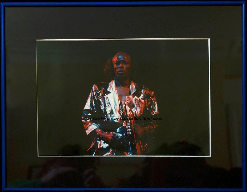 MILES DAVIS: COLOR ANALOG PHOTOGRAPH 8″ x 10″ MATTED AND FRAMED 14″ X 18″