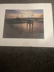 Signed Fine Art Photography Print Wooden Bridge Over Water Sunset Coastal Scene