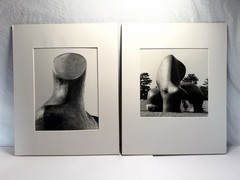 David Finn Signed Photo Pair Henry Moore «Sheep Piece» Silver Gelatin
