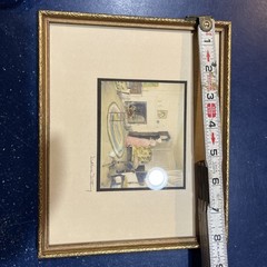Wallace Nutting WINDING AN OLD TALL CLOCK, 1913 signed & frame Color Photo 8.5×7