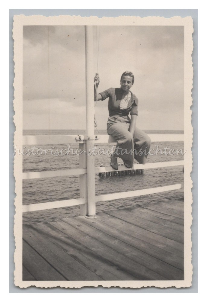 Young Woman on Pier 1940 – Leisure Travel – Vintage Photo