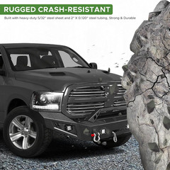 Off Road Front Bumper Fit for Ram 1500 2013-2018 | W/4 Lights, Winch Plate, Pre-