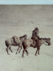 Vintage Western Photolithograph Kansas Artist Charles B Rogers Signed Horse