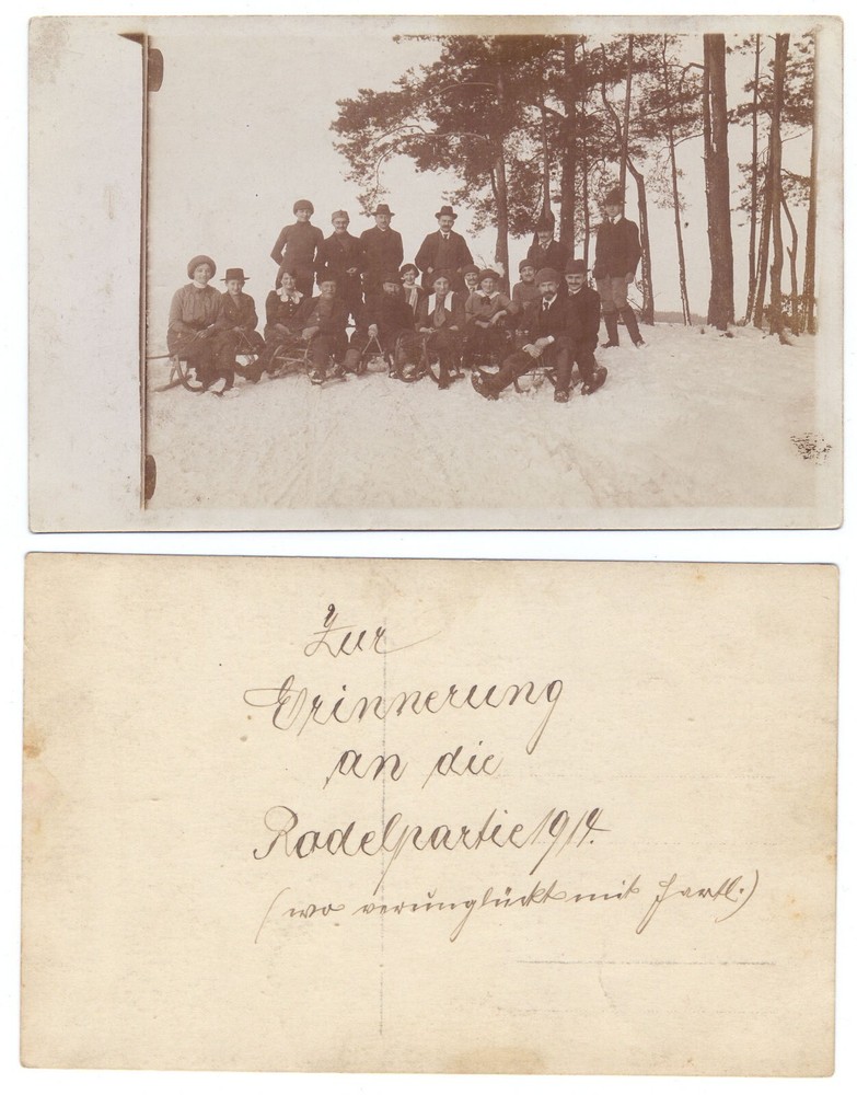 100977 – Toboggan Party – Group Picture – Photo, Dated 1914