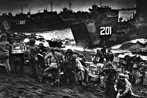 New World War II Photo: Landing Craft w/ Invasion Supplies, Iwo Jima – 6 Sizes!