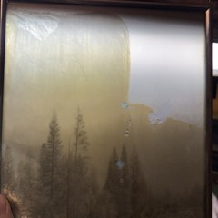 Antique Glass Photograph Yosemite CA. El Capitan Custom Nickel Frame