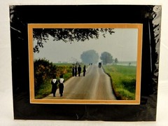 Amish Folk Walking on Road, Matted Photography Print, Wade Wilcox, Vintage Art