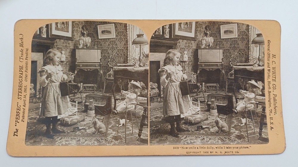 S840/ Stereo Photo Girl with Doll 1902