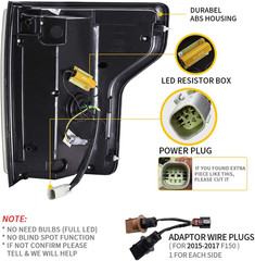 VLAND LED Tail Lights Compatible with [Ford F150 Pickup 2015-2020] with Red Turn