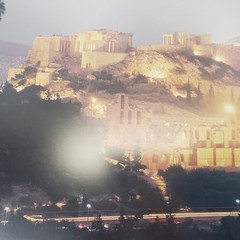 Vintage Athens Greece Acropolis Night Photo Print Framed Wall Art 25.5×19.5