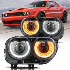 Headlight Assembly Compatible with 15-22 Dodge Challenger | 3–4× Brighter Off-Ro