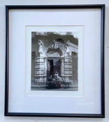 Vintage PALACIO VIENNA HOTEL B&W Photograph. Cuba Bike Street Vendor