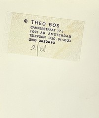 Theo Bos (b. 1959) Original Art Photograph w. Early Label Hand Numbered