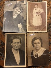 ❤️Bundle 4 Photos Woman Girl Portrait Dress 30s 40s 1944 WW2 Dedications 9×13