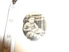Antique Tin Type Photo Young Girl Child on Plaid Couch