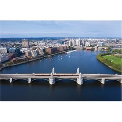 Longfellow Bridge Downtown Boston Skyline, Massachusetts Charles River Aerial