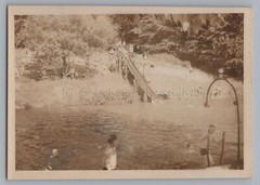 Outdoor Pool Forest Pool Swimming Pool Slide Leisure Boys Shower – Vintage Photo 1930s