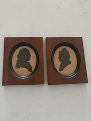 Vintage Americana Silhouettes walnut Frames george & martha Washington Kindal