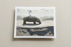 Signed ORIGINAL Animal Art Folio of Hippos Elephants Giraffe Camel & Fish Prints
