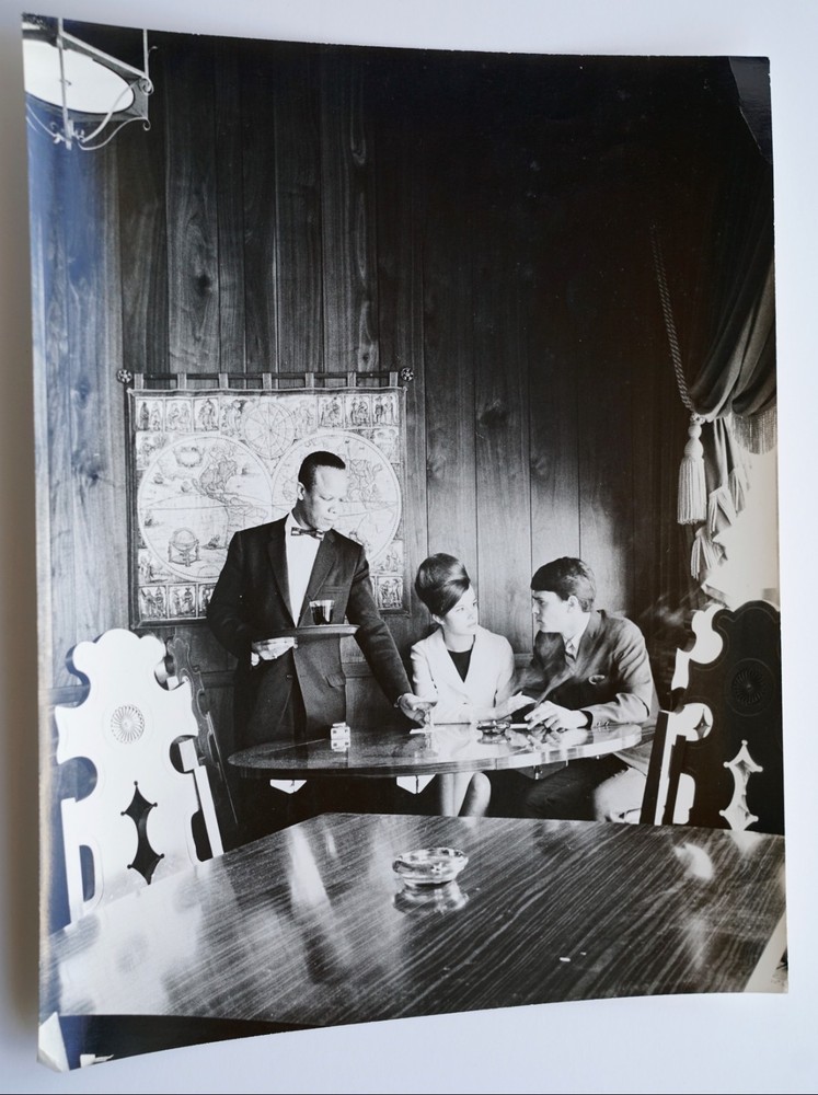 Vintage Original Photograph Couple and the Server W/ Cocktails 10 1/2″ x 13 1/2″