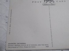 VTG RPPC REAL PHOTO EPSTEIN’S BRONZE STATUE OF ST MICHAEL & THE DEVIL POSTCARD