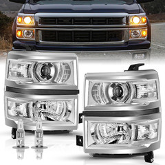 for 2014 2015 Chevy Silverado 1500 Projector Headlight Assembly Pair Halogen Fac