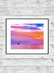 KEY WEST Sunset Sail 11×14″ Matted Art Photo Photograph Sailing Silhouette Boat