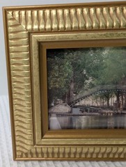 Photo Photograph Gold Tabletop Frame City Landscape Walking Bridge Over Water