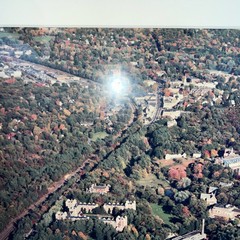 Vintage large JRM framed aerial photo WELLESLEY COLLEGE Wellesley MA Lake Waban