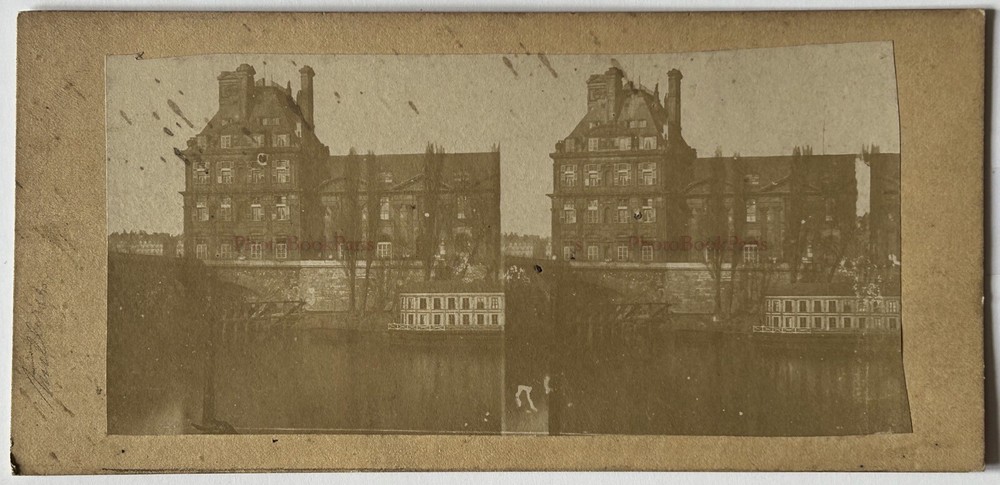 France Paris La Seine Pavilion Flore c1858 Photo Stereo Album Vintage P77n