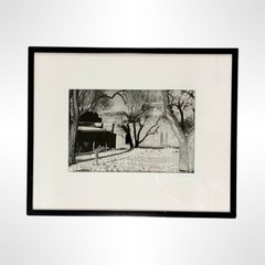 Attributed Barbara Erdman B & W Photograph village scene .Cerrillos 1986