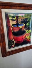 Wine Barrel Fountain High Quality Photograph Framed and Matted