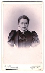 Photograph C. Domzig, Sorau N.L., Bahnhofstraße 25, Agnes in elegant dress mi