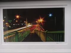 Orig. AP dramatic art photo of nighttime highway, signed/framed