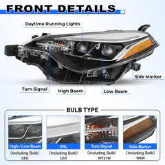 Headlight Assembly Replacement for 2017 2018 2019 Toyota Corolla SE XLE XSE Seda