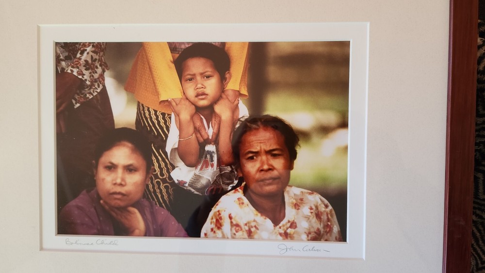 Vtg «Bolinese Child» Signed Art Photograph ’94 14×17 framed size John Carlson