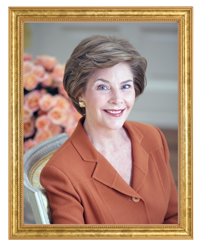 Laura Bush Photograph in a Aged Gold Frame
