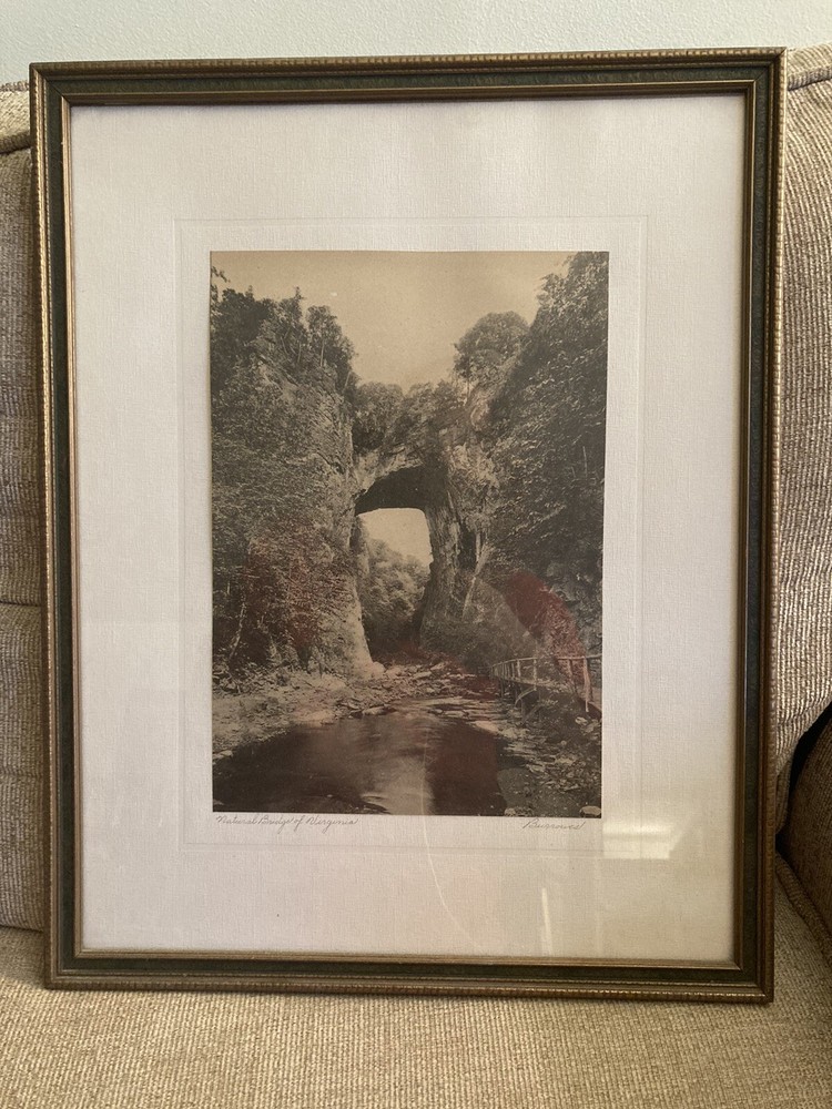 Hal BURROWES c. 1910s NATURAL BRIDGE OF VIRGINIA HAND PHOTOGRAPH, SIGNEd Antique