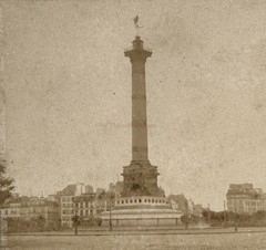 France Paris Square The Bastille Column July c1858 Photo Stereo Vintage