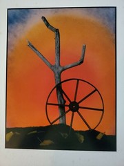 WAGON WHEEL LARGE ORIGINAL SIGNED ART PHOTO COLOR STETTNER VTG MATTE NJ CAMERA