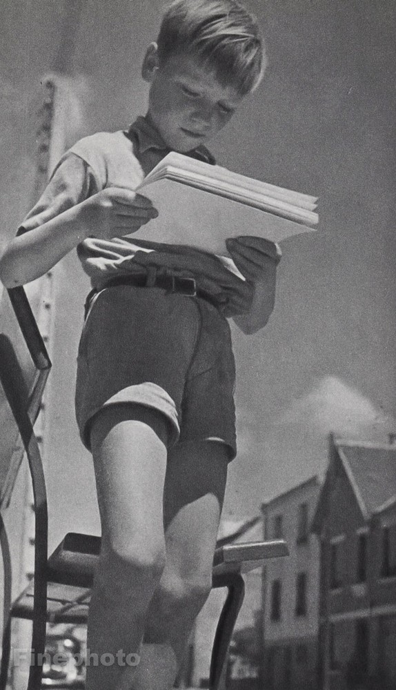 1960s Vintage JOS LE DOARE French Boy Reading Studying Outdoors Photo Gravure