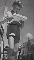 1960s Vintage JOS LE DOARE French Boy Reading Studying Outdoors Photo Gravure